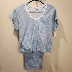 Personal Identity SKY blue and yellow stars 2 pieces pajama set size XLarge NWT
